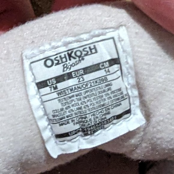 OshKosh Infant Girl Hiking-Inspired Shoes - Brown & Pink, Size 7M - Picture 4 of 5